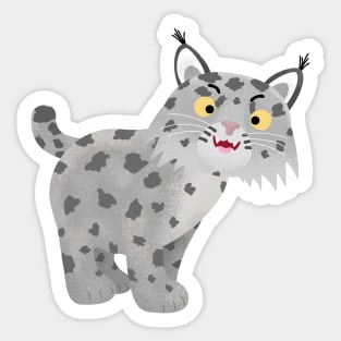 Cute mean bobcat lynx cartoon Sticker